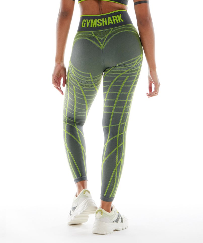 Legginsy Gymshark Wtflex Linear Seamless Damskie Zielone | PL 417IOU